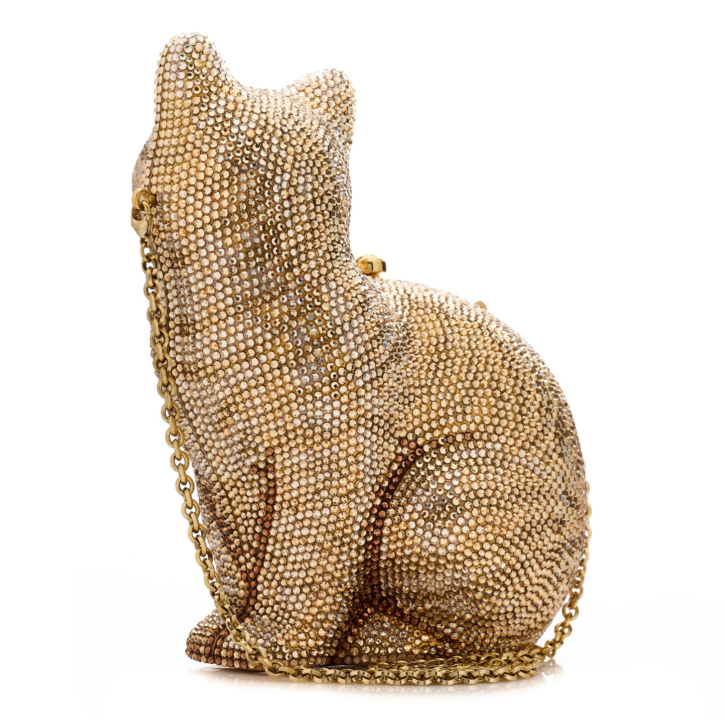 Swarovski Crystal Cat Minaudiere Clutch Gold