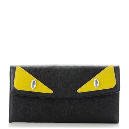 Fendi Vitello Elite Crystal Monster Eyes Simply Continental Wallet Black Cedro 1 of 7