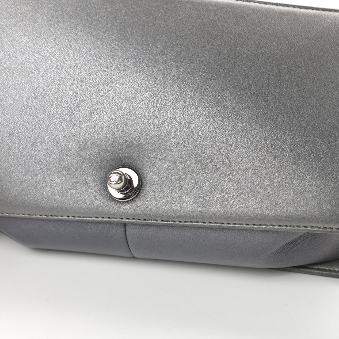 Lambskin Embossed Medium Boy Cube Flap Grey