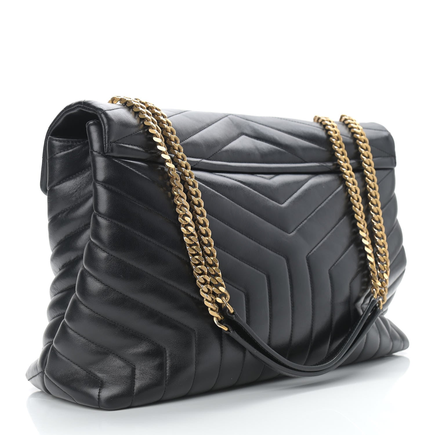 Saint Laurent Calfskin Y Quilted Monogram Large Loulou Chain Satchel Black 3 of 17
