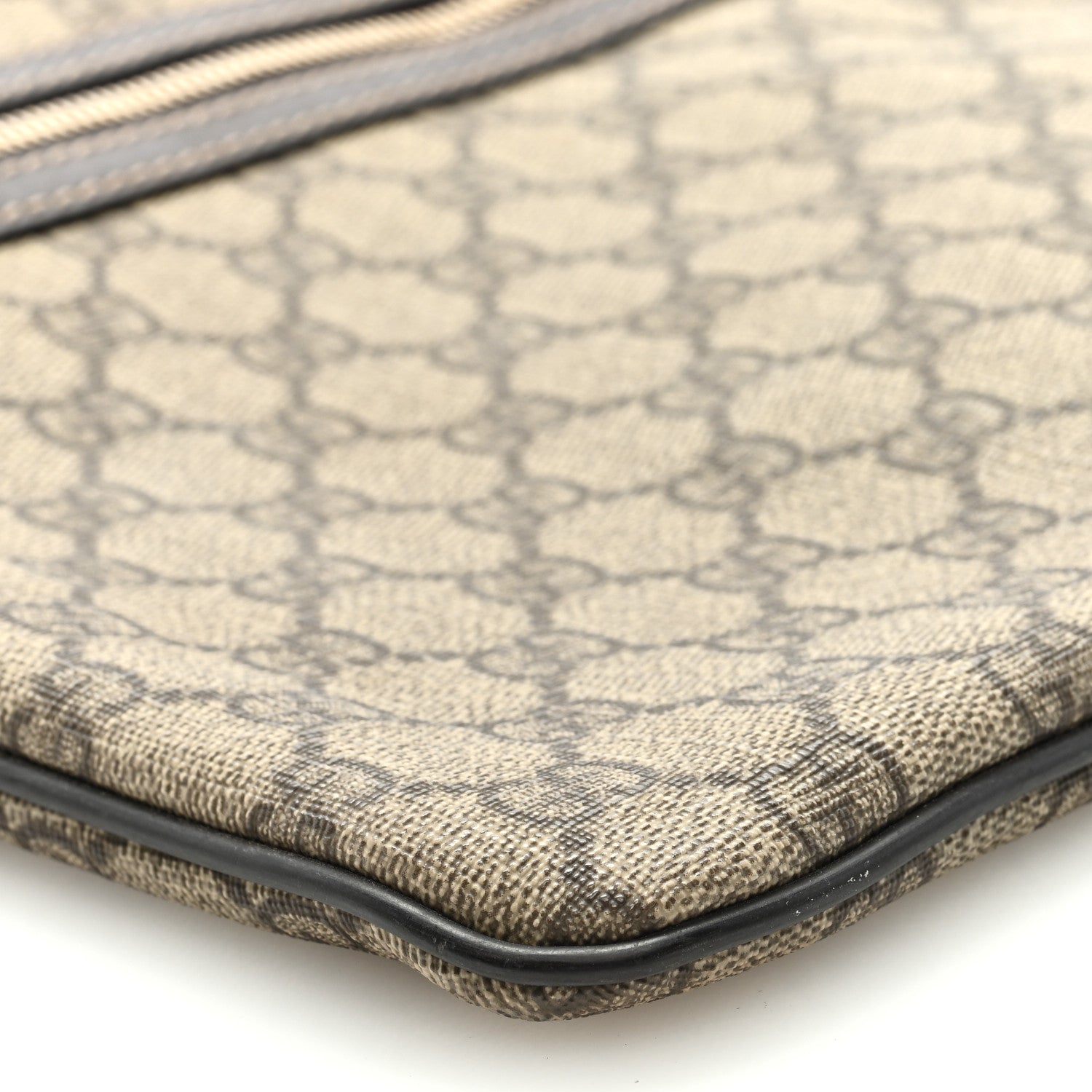 Gucci GG Supreme Monogram Selleria Calfskin Small Flat Side Zip Messenger Bag Beige Ebony Cocoa Dark Chocolate 7 of 8