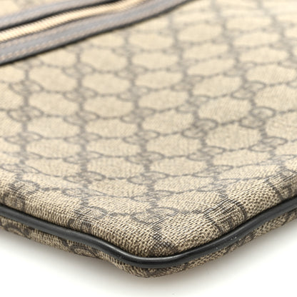 Gucci GG Supreme Monogram Selleria Calfskin Small Flat Side Zip Messenger Bag Beige Ebony Cocoa Dark Chocolate 7 of 8