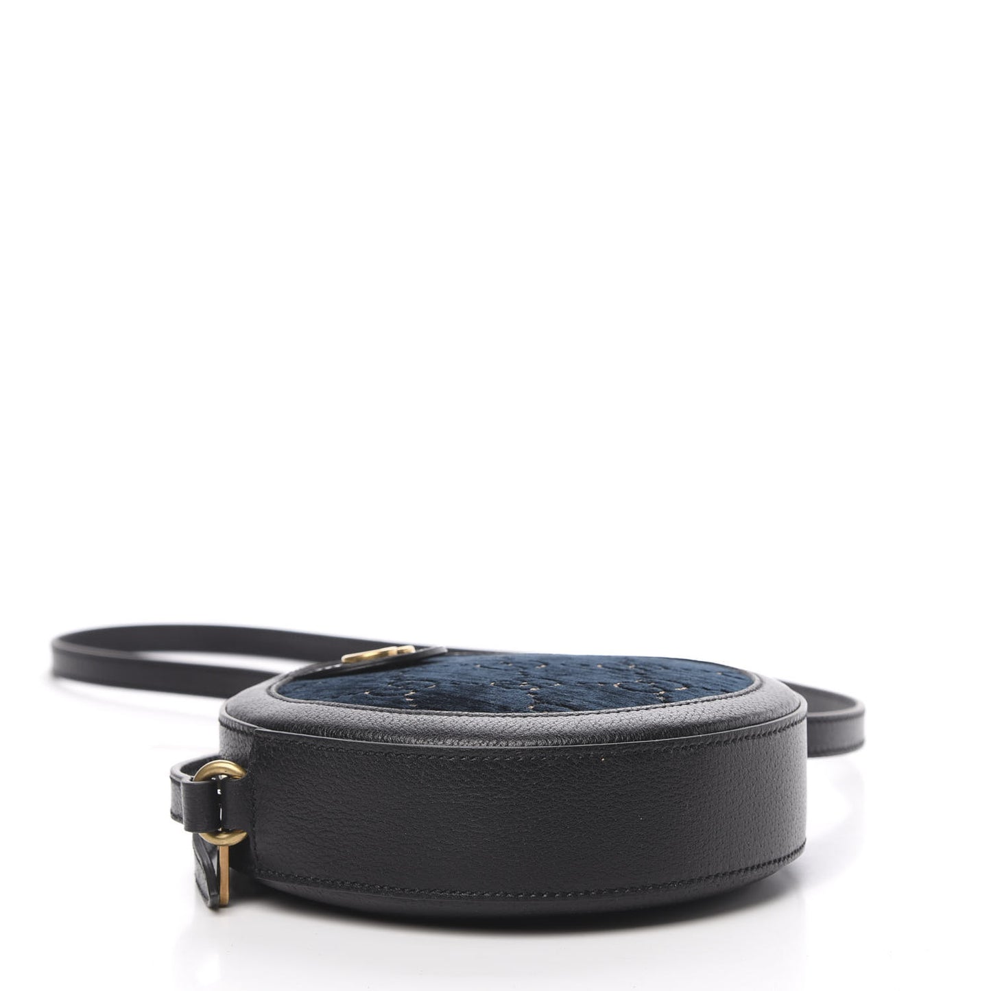Velvet Calfskin GG Monogram Round Shoulder Bag Blue Beige