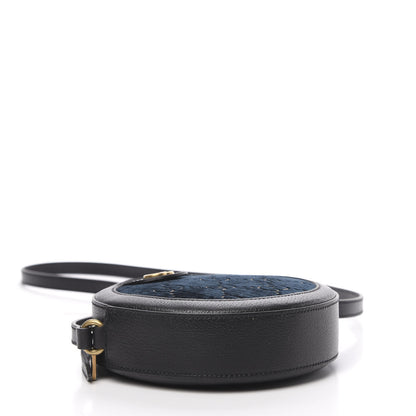 Gucci Velvet Calfskin GG Monogram Round Shoulder Bag Blue Beige 3 of 9
