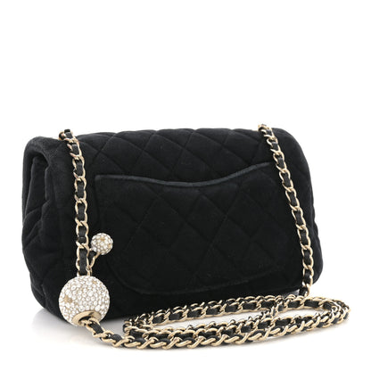 Chanel Velvet Quilted Mini Rectangular Pearl Crush Flap Black 3 of 13