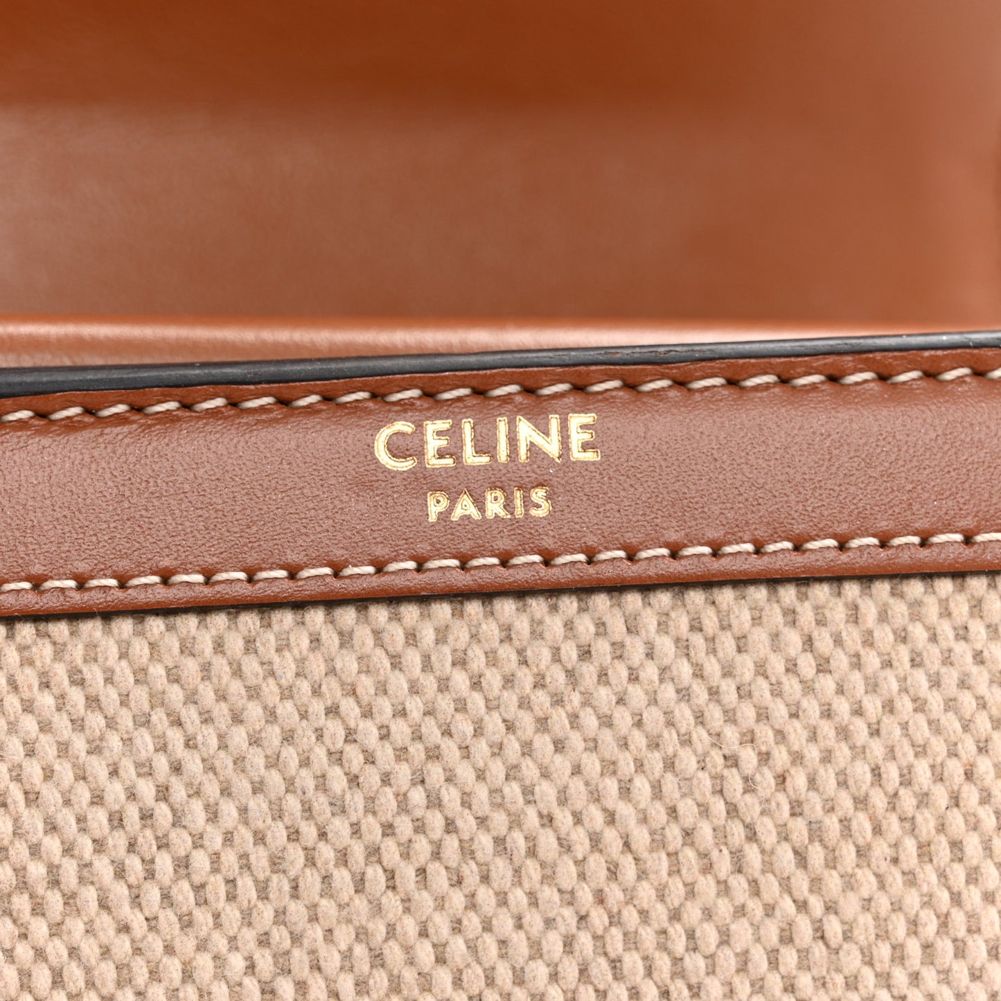 Textile Calfskin Small Triomphe Wallet Natural Tan
