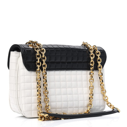 Celine Calfskin Quilted Medium C Bag Black White 2 of 4