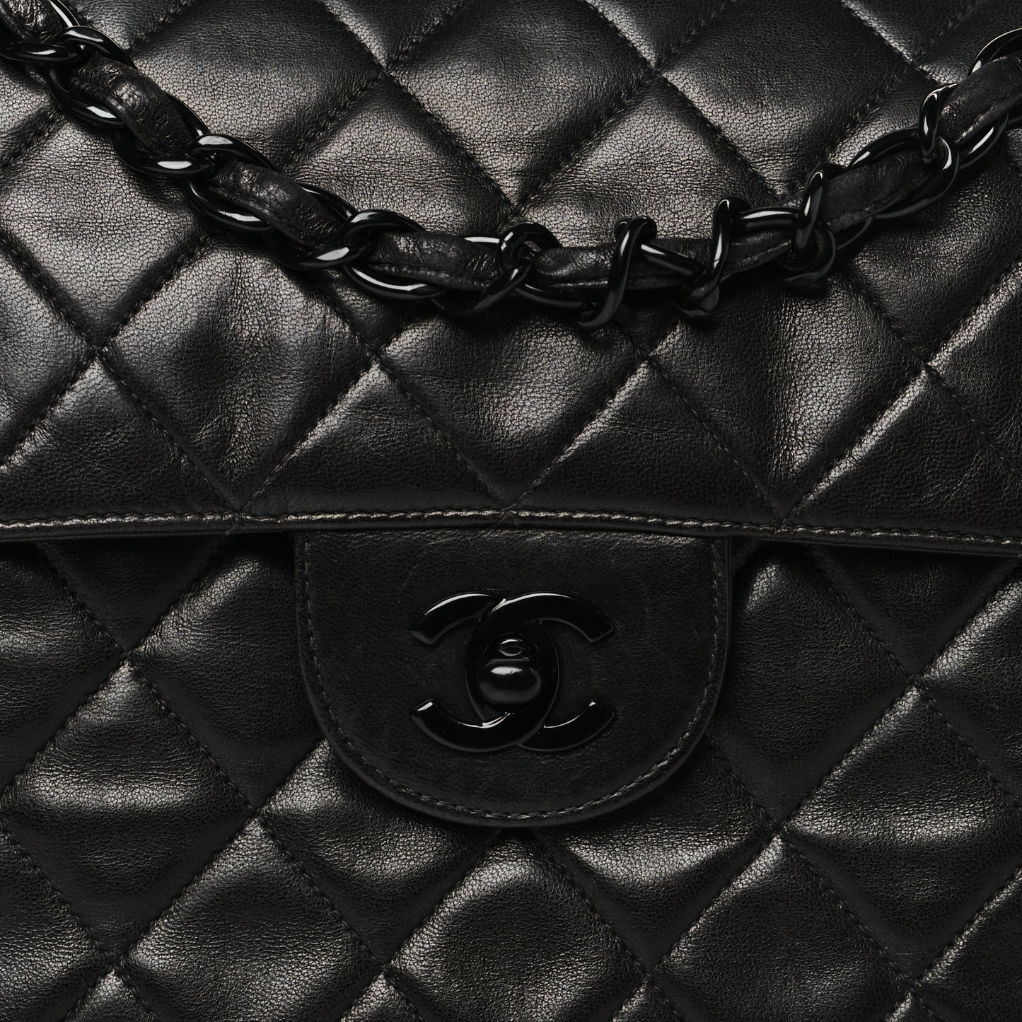 Lambskin Quilted Jumbo Single Flap So Black