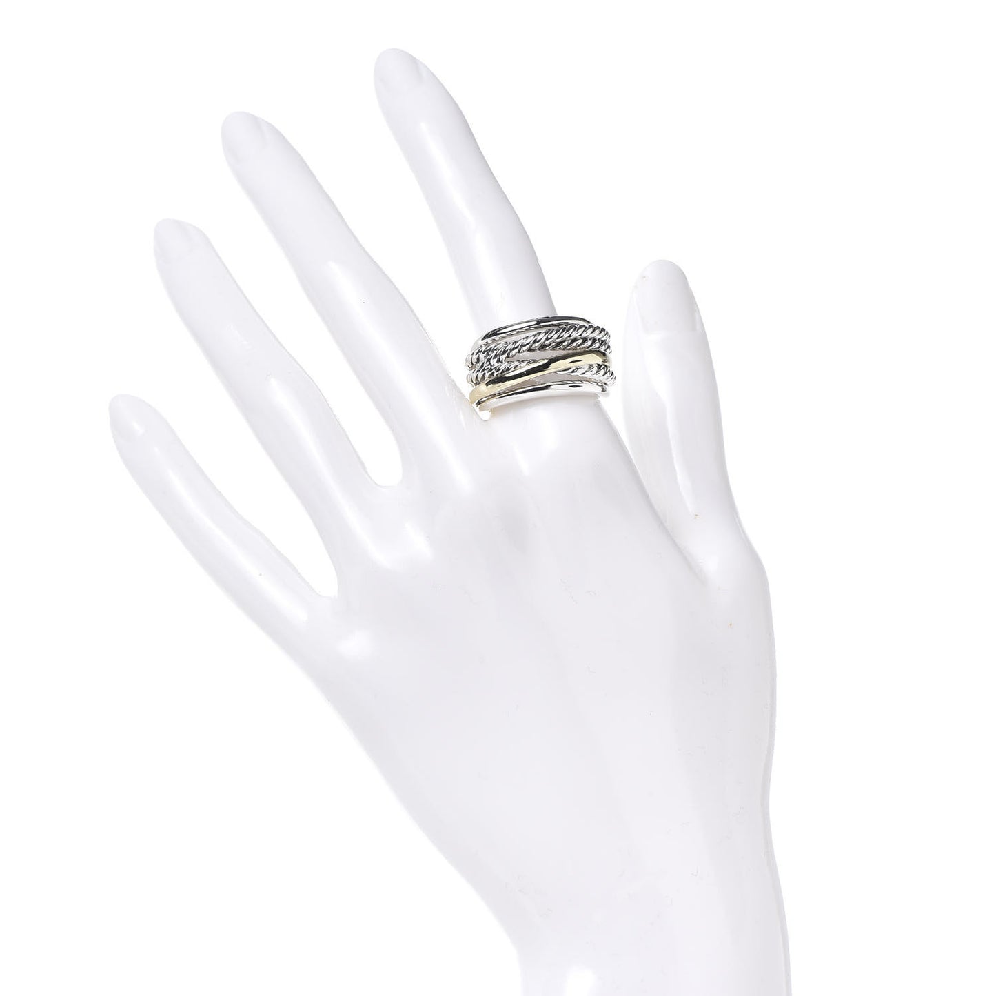 Sterling Silver 14K Yellow Gold Wide Crossover Ring 57 8