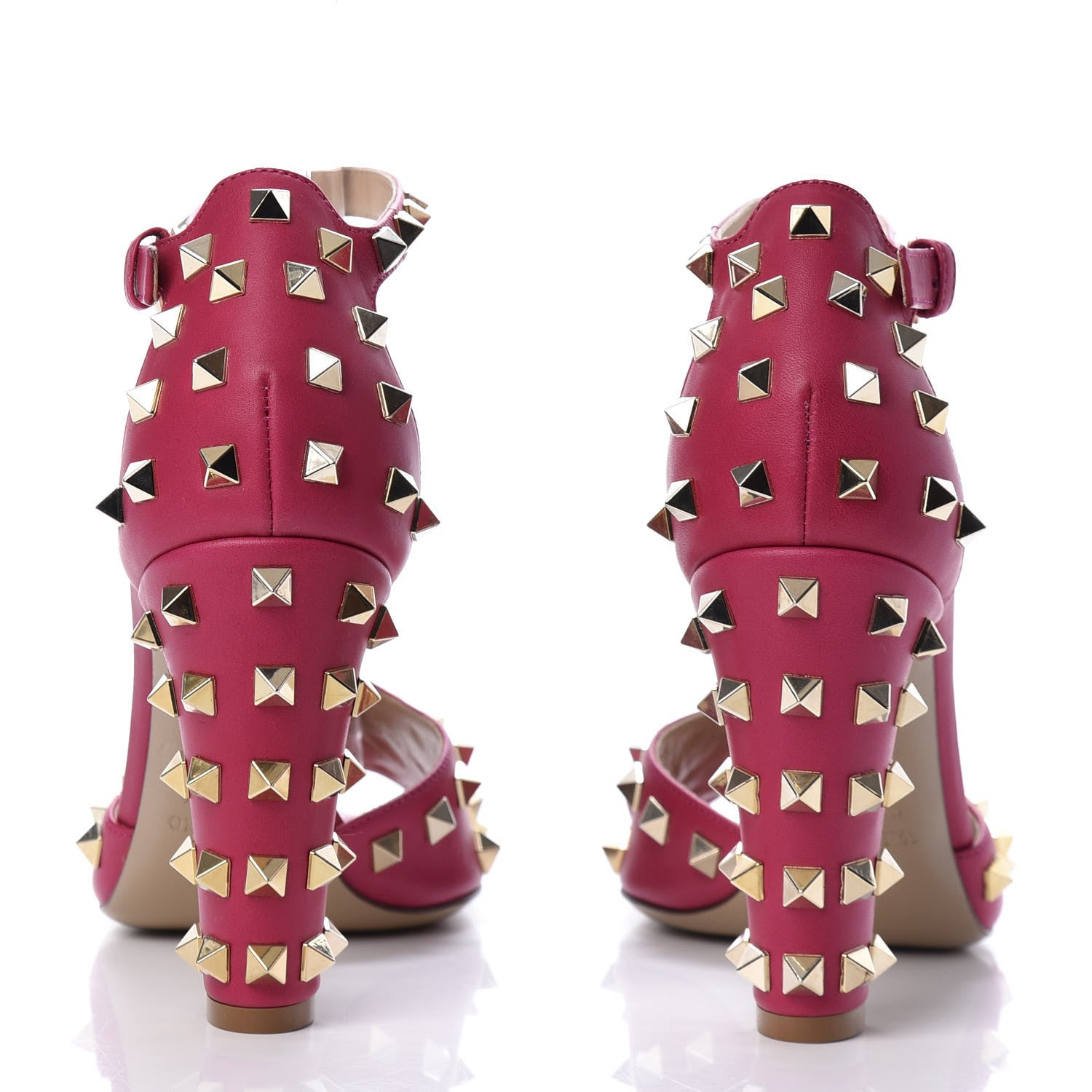 Valentino Garavani Nappa Rockstud All Over Peep Toe Ankle Strap Sandals 38 Dark Pink 6 of 8
