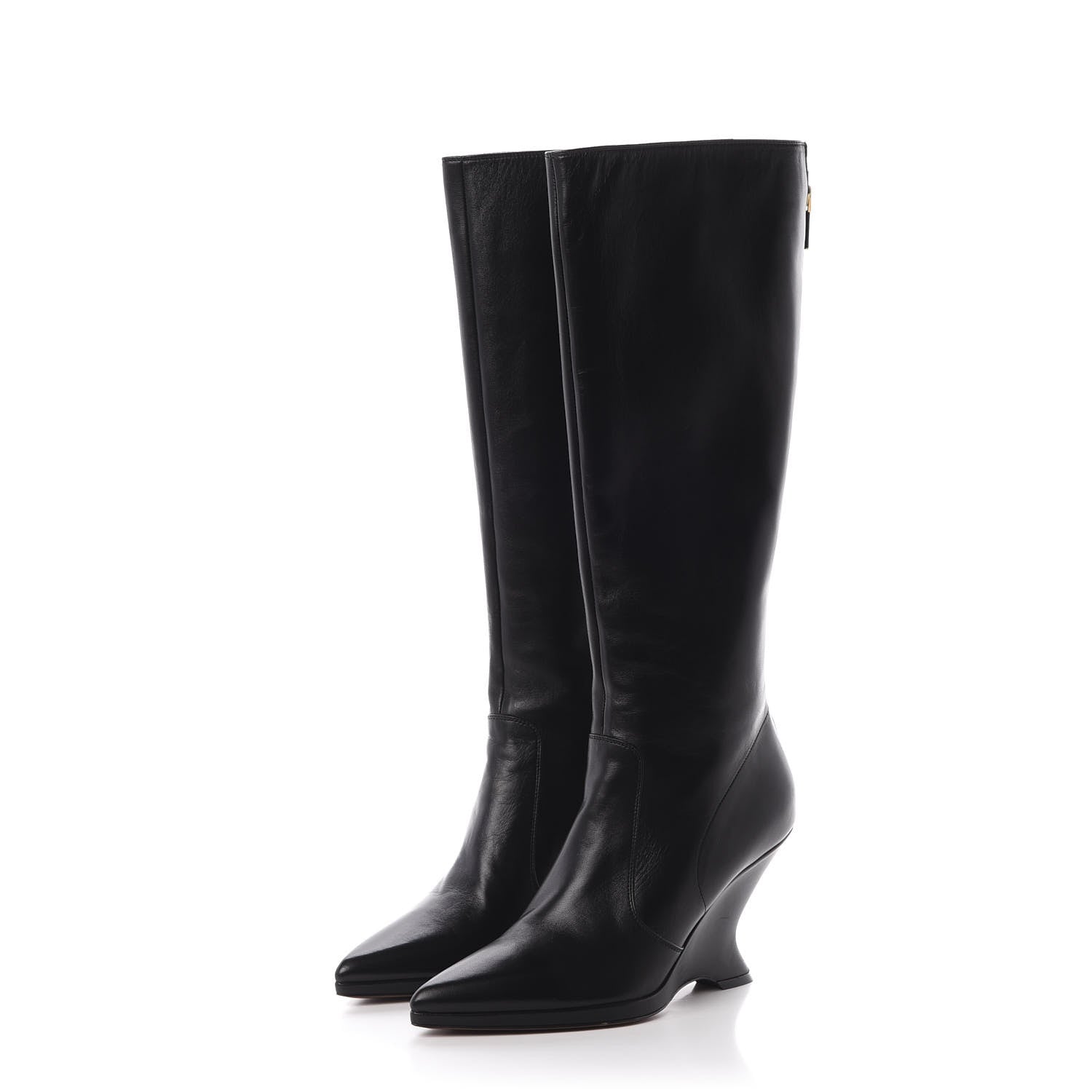 Christian Dior Nappa Dioretre Knee High Boots 39 Black 3 of 11