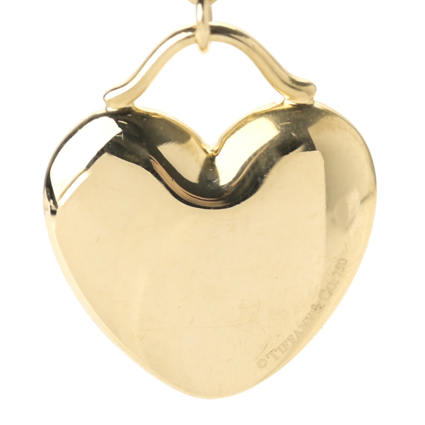 18K Yellow Gold Diamond Heart Pendant Link Chain Necklace