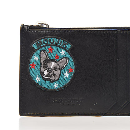 Saint Laurent Calfskin Moujik Patch Fragments Zip Pouch Card Holder Black 8 of 9