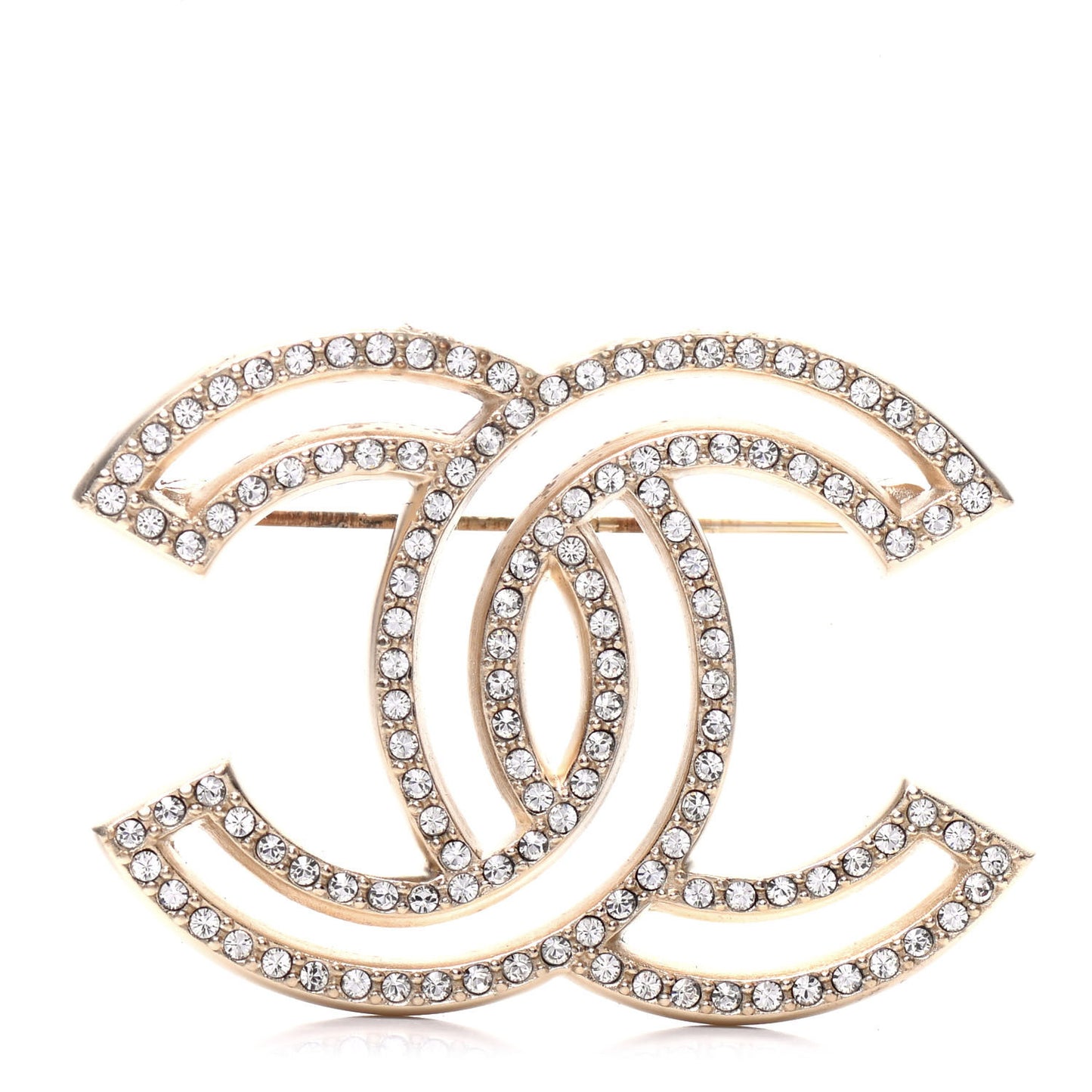 Crystal CC Brooch Light Gold