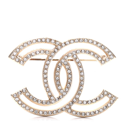 Chanel Crystal CC Brooch Light Gold 1 of 5