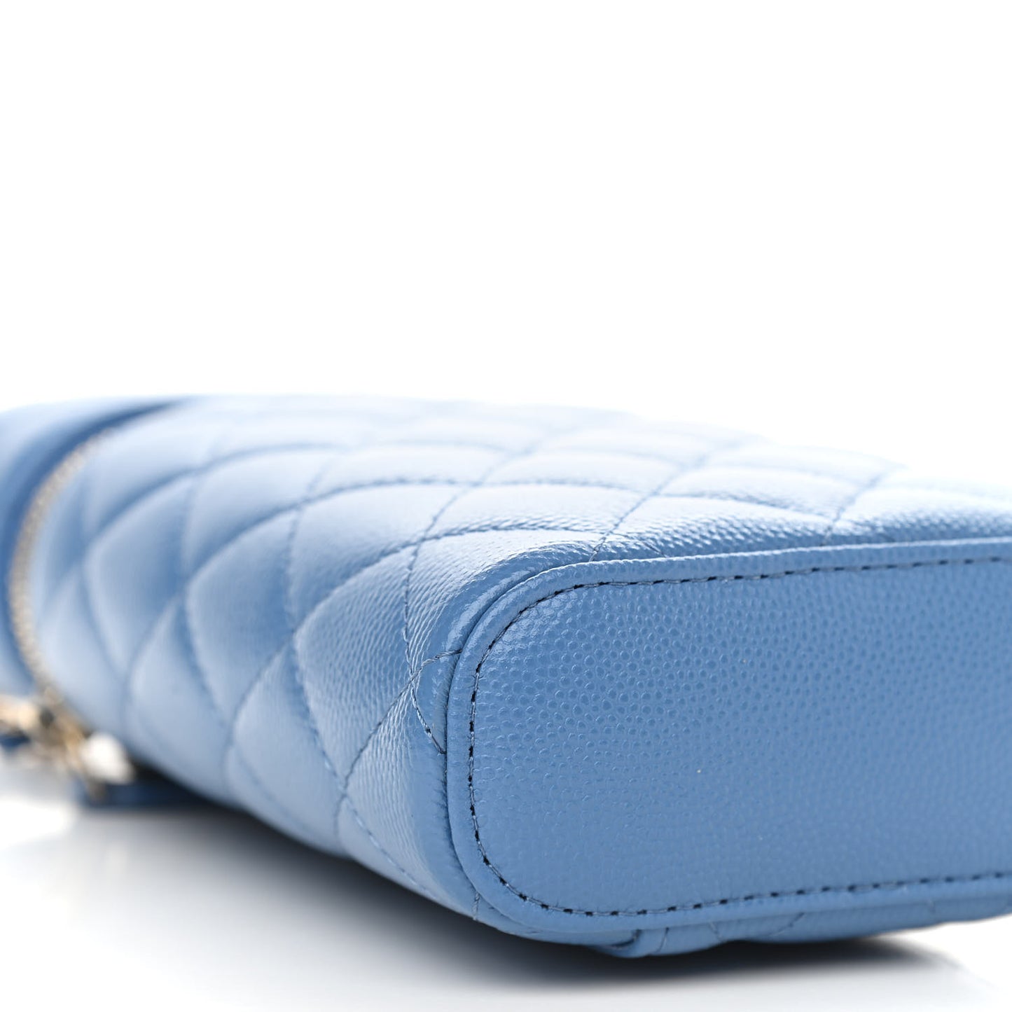 Caviar Quilted Phone Holder With Chain Blue