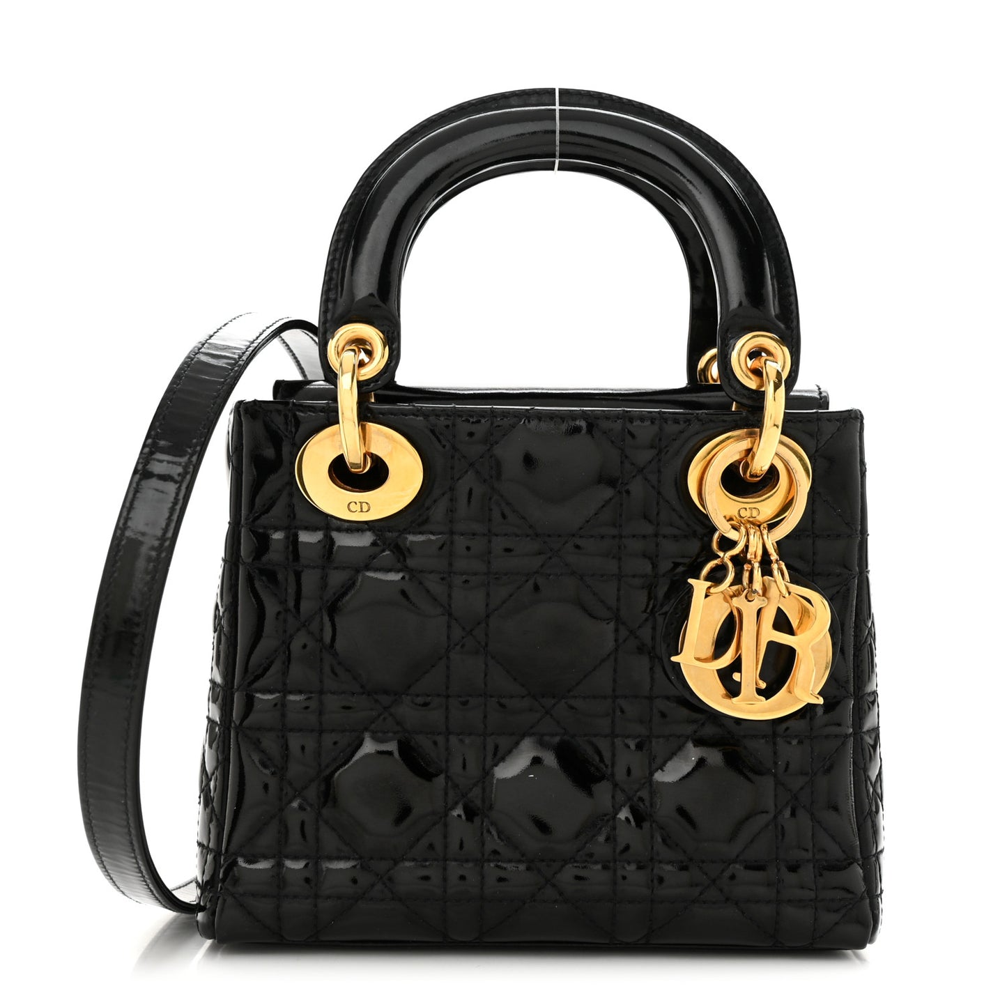 Patent Cannage Mini Lady Dior Black