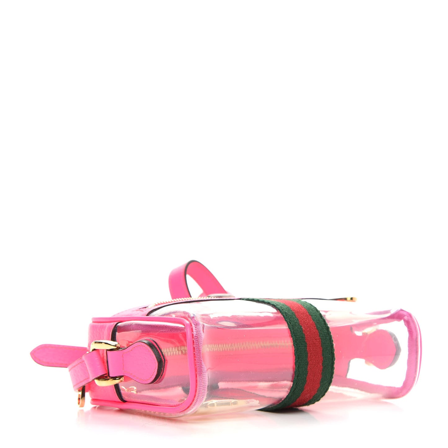 Vinyl Web Mini Ophidia Transparent Shoulder Bag Fluorescent Fuchsia