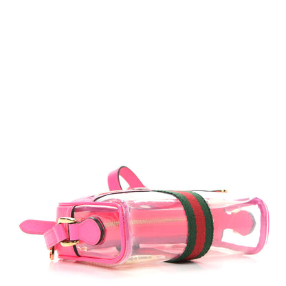 Gucci Vinyl Web Mini Ophidia Transparent Shoulder Bag Fluorescent Fuchsia 4 of 12
