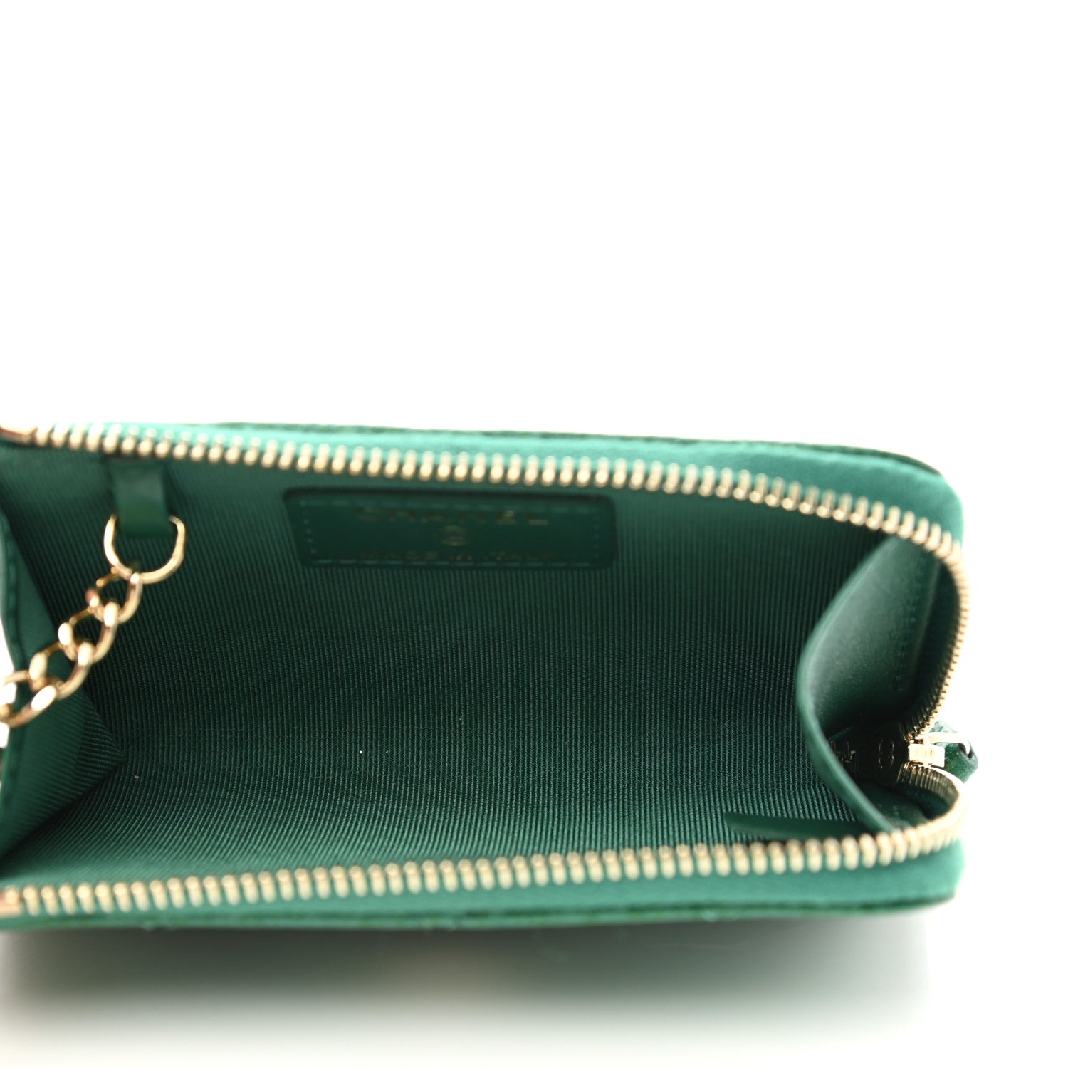 Chanel Metallic Caviar Quilted Zipped Key Holder Case Green 5 of 8