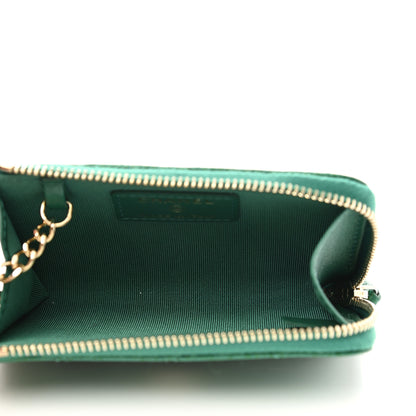 Chanel Metallic Caviar Quilted Zipped Key Holder Case Green 5 of 8