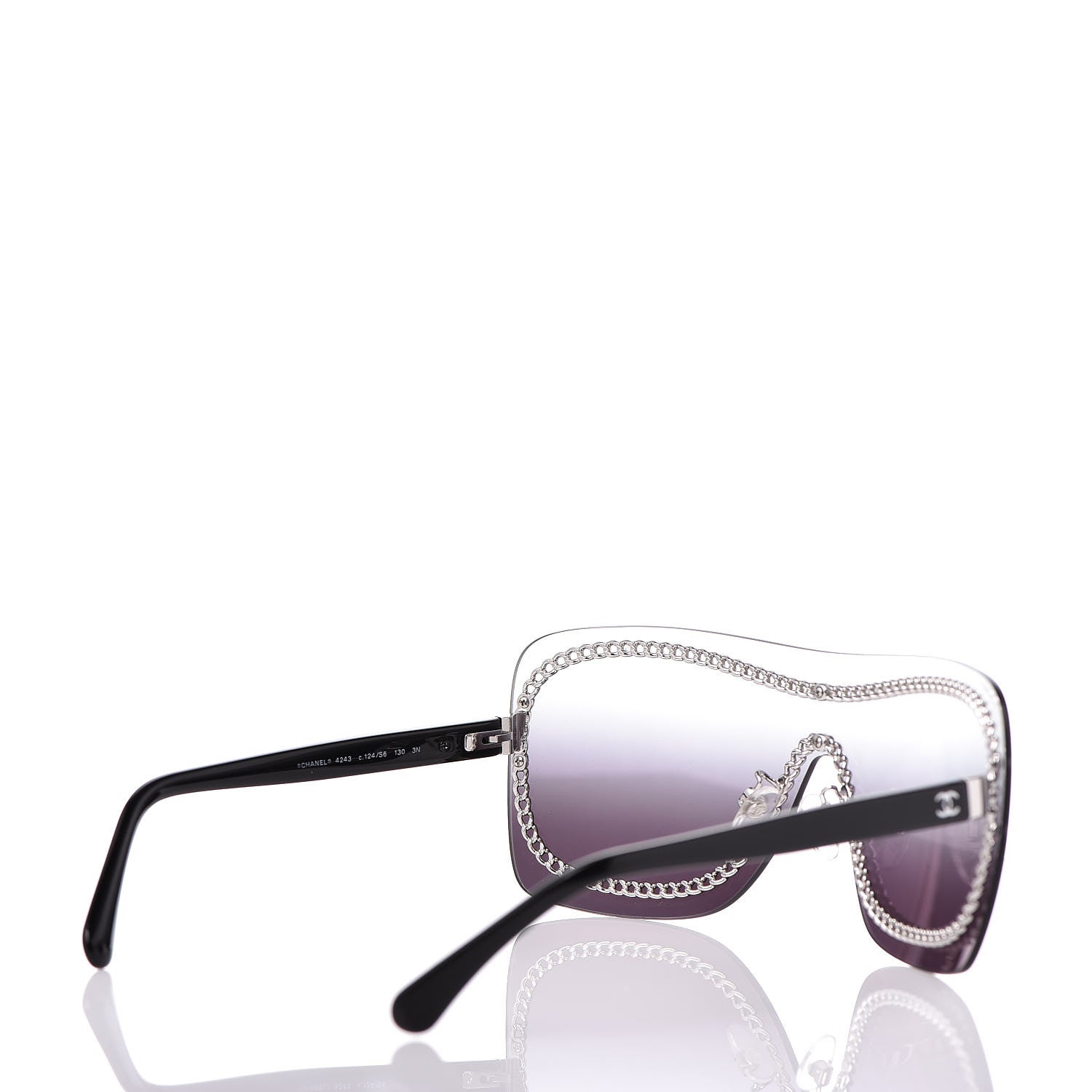 Chanel Rimless Shield Sunglasses 4243 Gradient Gray Black 4 of 7