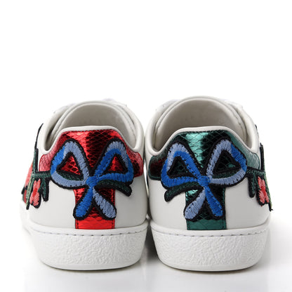 Gucci Calfskin Web Floral Embroidered Womens Ace Sneakers 35 White 7 of 10