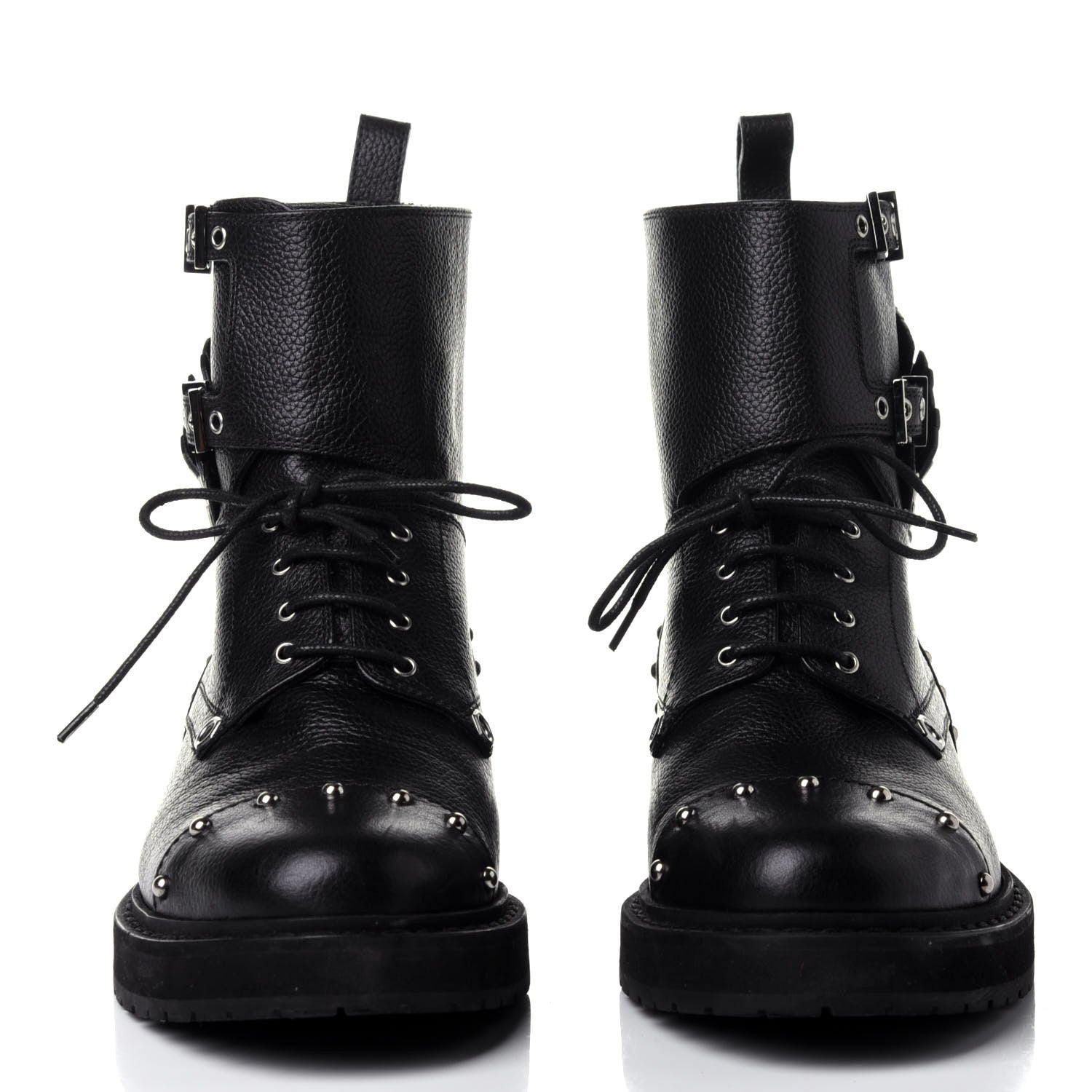 Fendi Calfskin Studded Bugs Combat Boots 36.5 Black 2 of 10