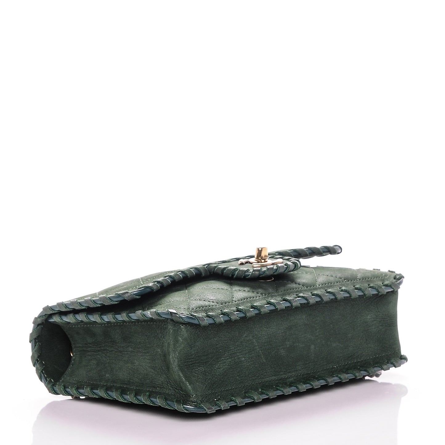 Metallic Calfskin Small Happy Stitch Flap Green