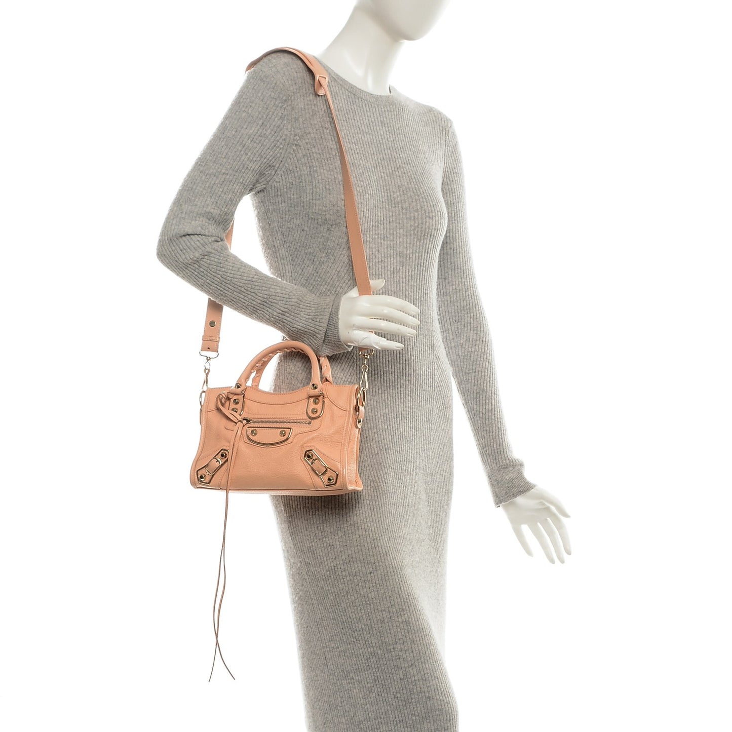 Chevre Gold Metallic Edge Hardware Mini City Rose Peach