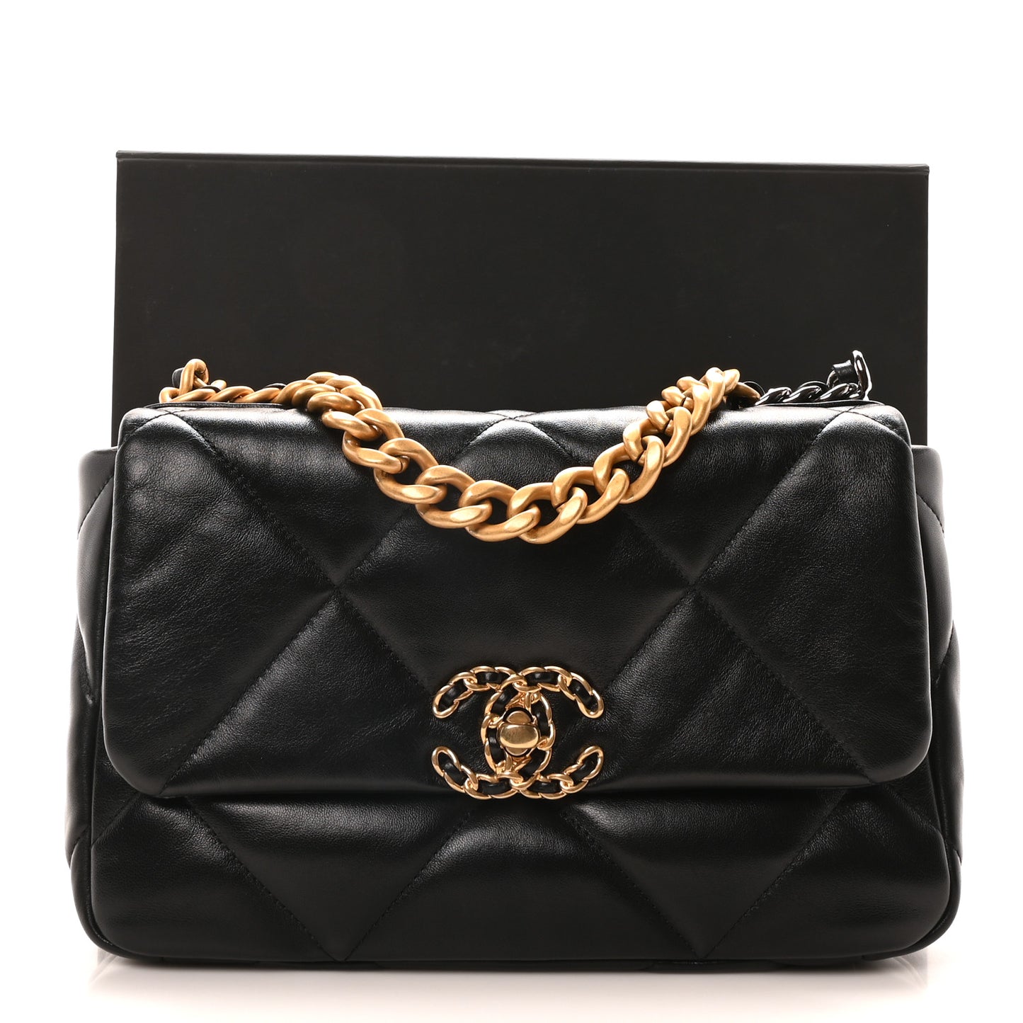 Lambskin Quilted Medium Chanel 19 Flap Black
