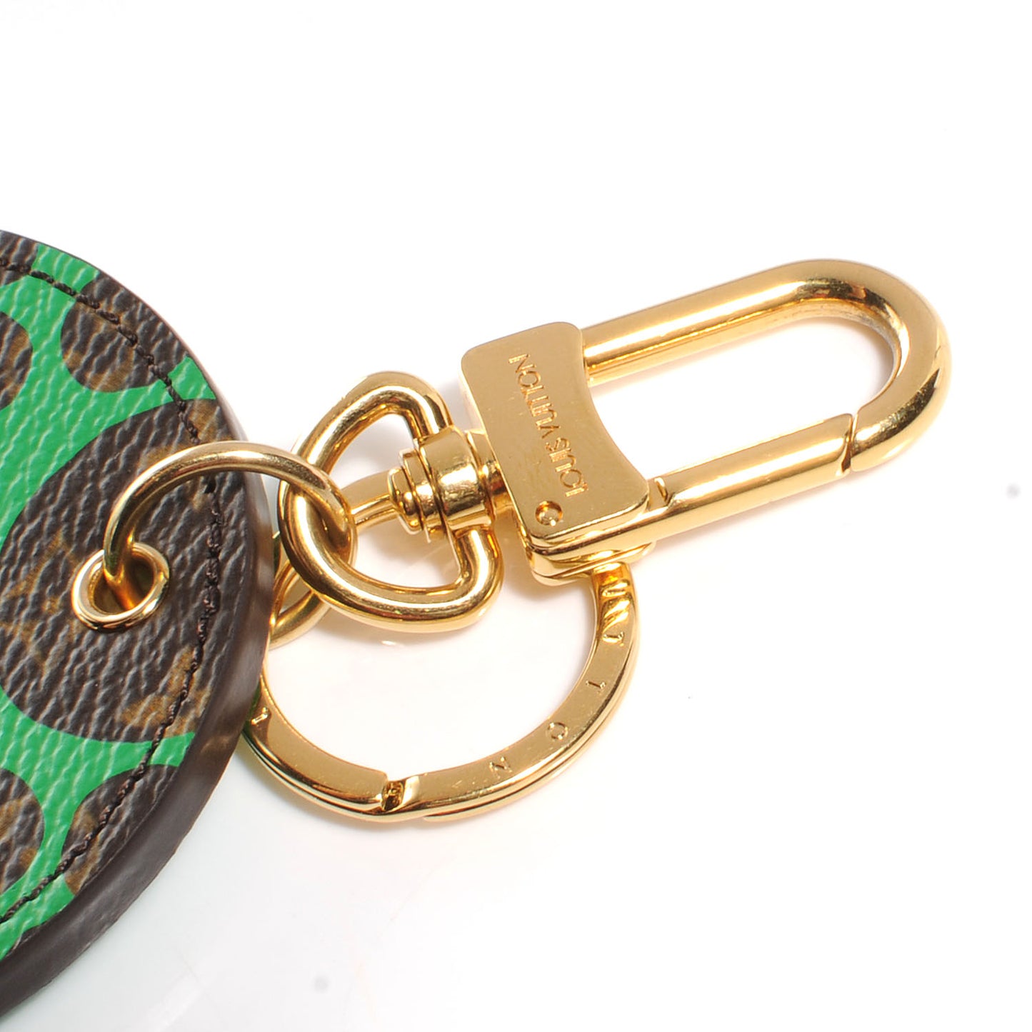 Monogram Kusama Pumpkin Dots Key Ring Green