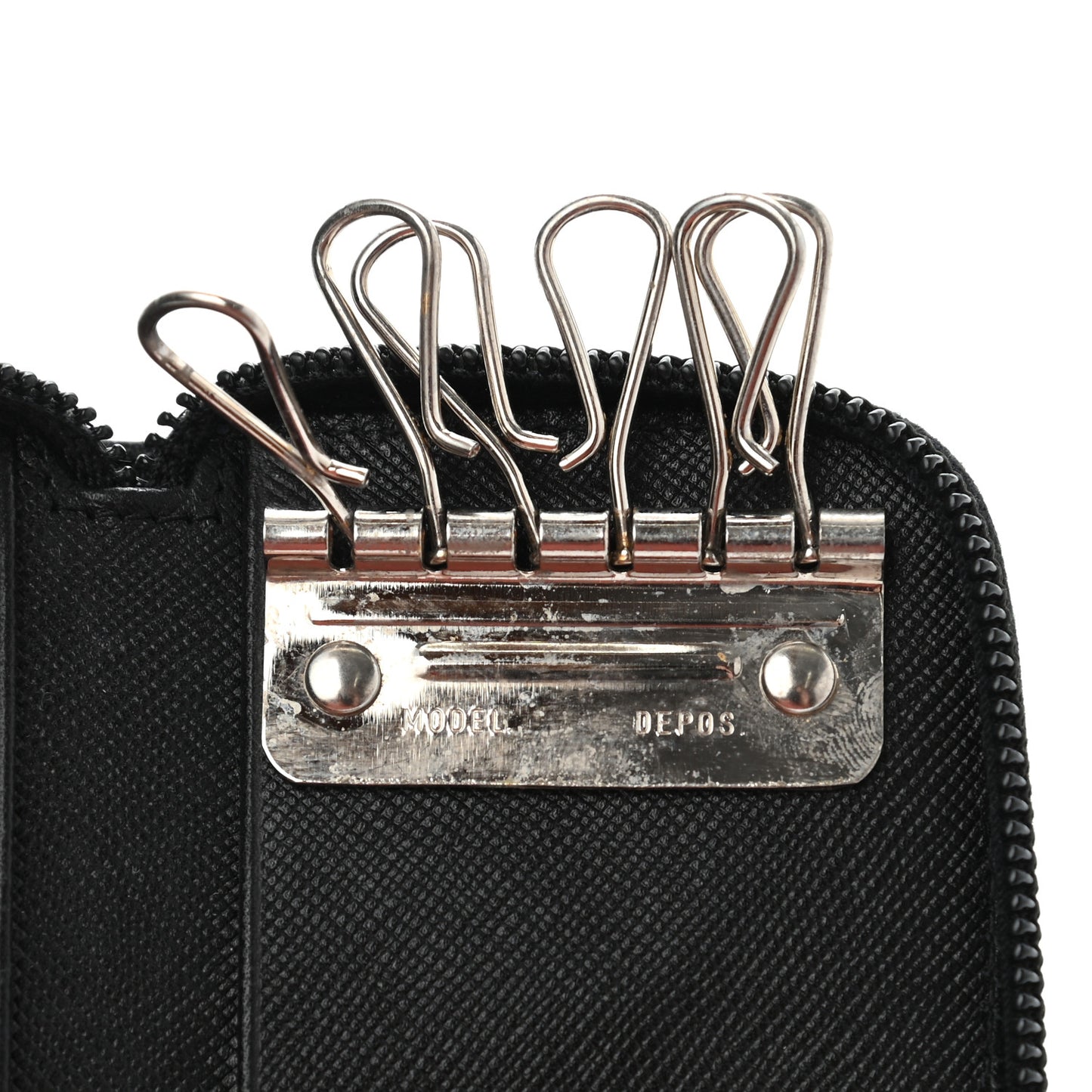 Saffiano Zip Around Key Holder Black