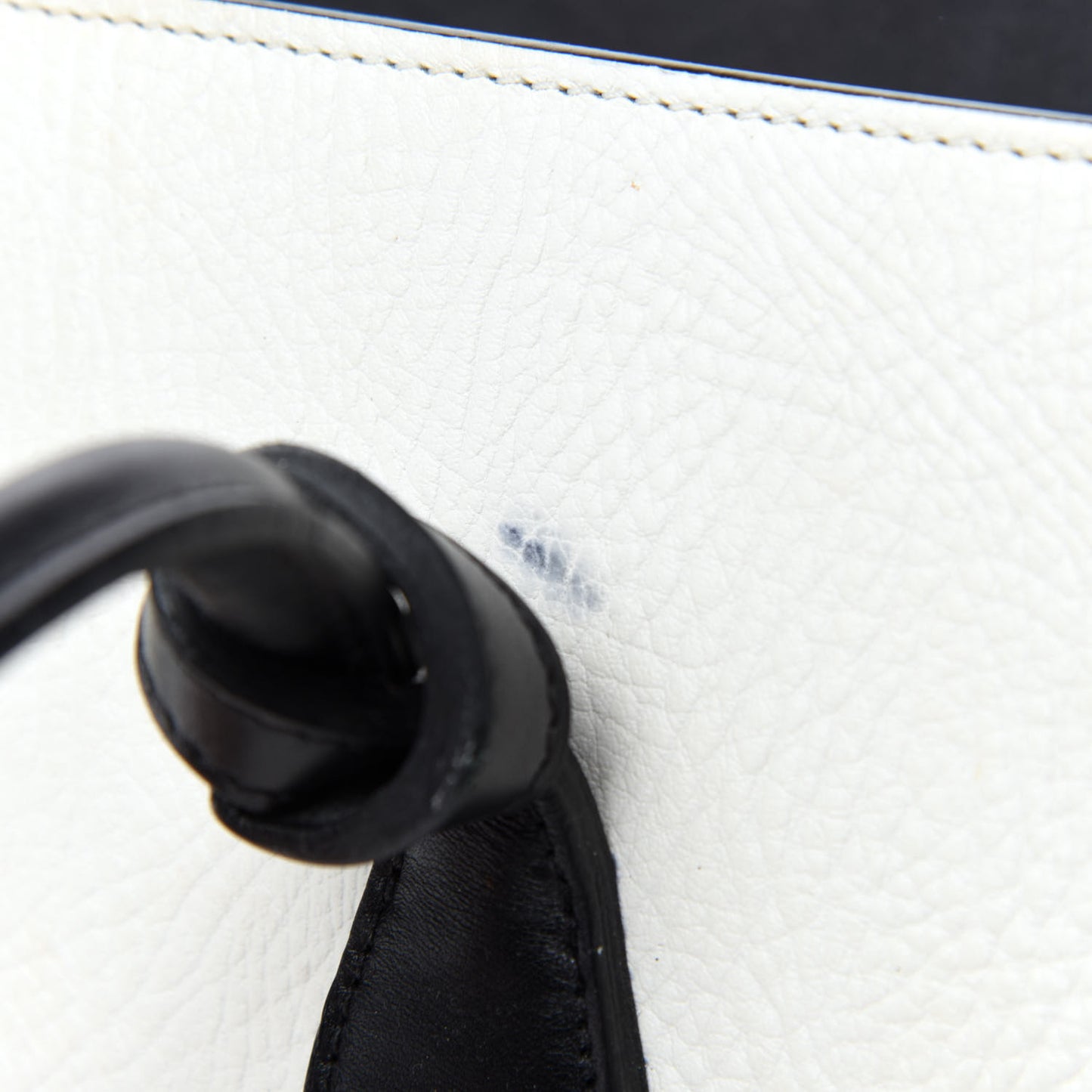 Elephant Calfskin Bi-Color Small Tie Knot Tote White Black