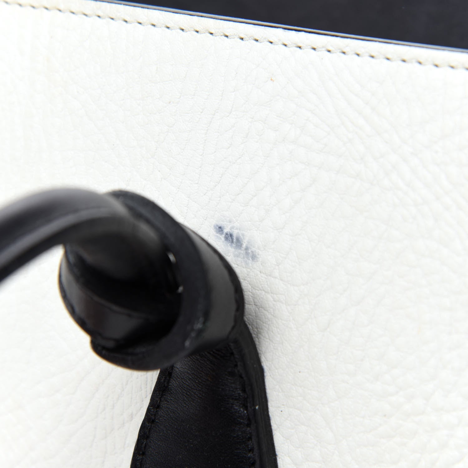 Celine Elephant Calfskin Bi-Color Small Tie Knot Tote White Black 17 of 22