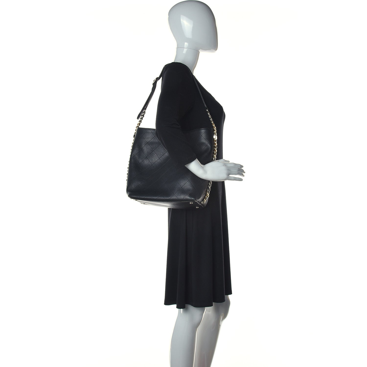 Chanel Calfskin Stitched Precious Union Hobo Bag Black 2 of 10