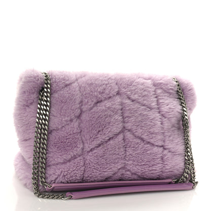 Saint Laurent Merino Shearling Lambskin Quilted Small Loulou Puffer Monogram Chain Satchel Lila 3 of 8