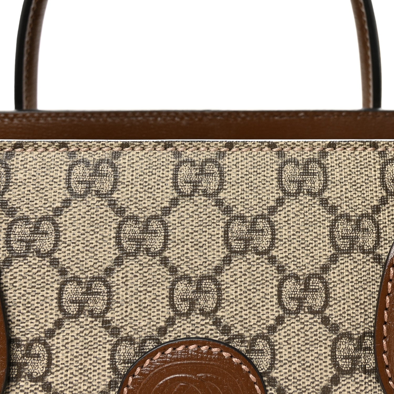 Gucci GG Supreme Monogram Azalea Calfskin Small Retro Interlocking G Tote Bag Beige Ebony Brown Sugar 7 of 9