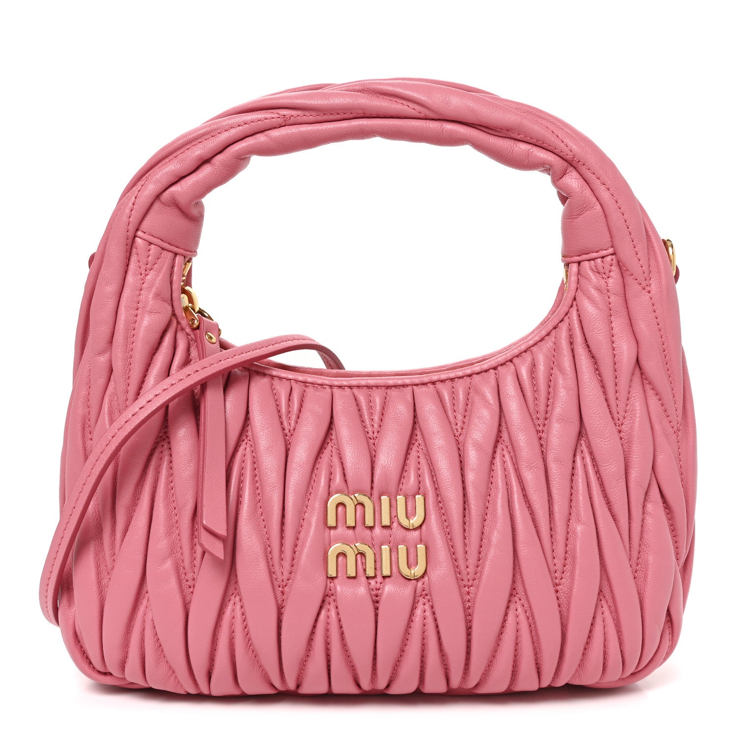 Miu Miu Nappa Matelasse Small Wander Hobo Pink 1 of 9