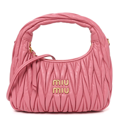 Miu Miu Nappa Matelasse Small Wander Hobo Pink 1 of 9