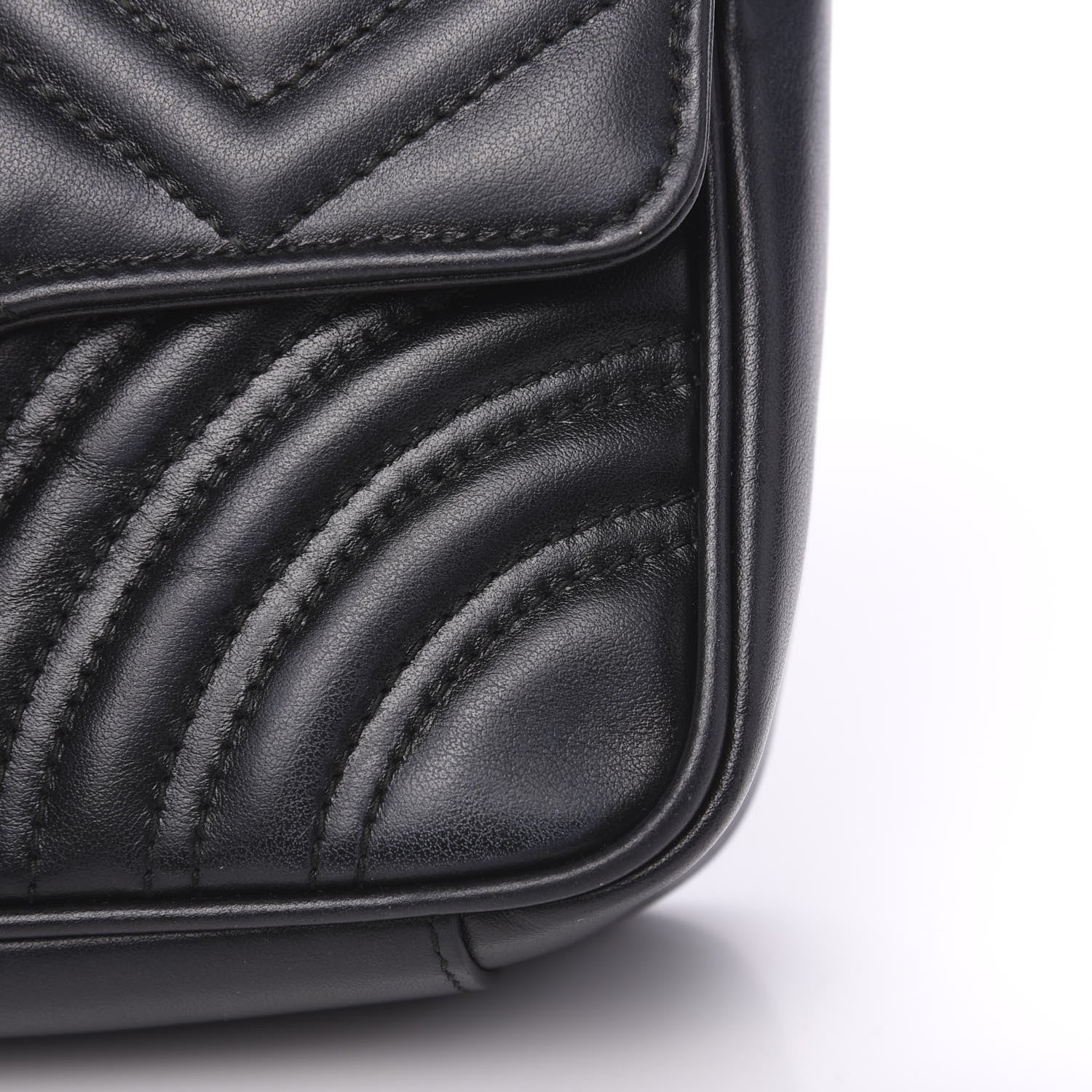 Gucci Calfskin Matelasse Mini GG Marmont Shoulder Bag Black 9 of 14