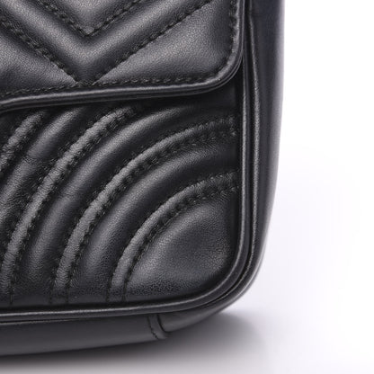 Gucci Calfskin Matelasse Mini GG Marmont Shoulder Bag Black 9 of 14