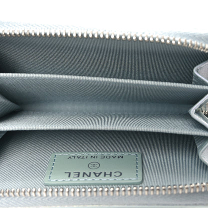 Chanel Iridescent Calfskin Quilted Zip Coin Purse Wallet Light Blue 5 of 7