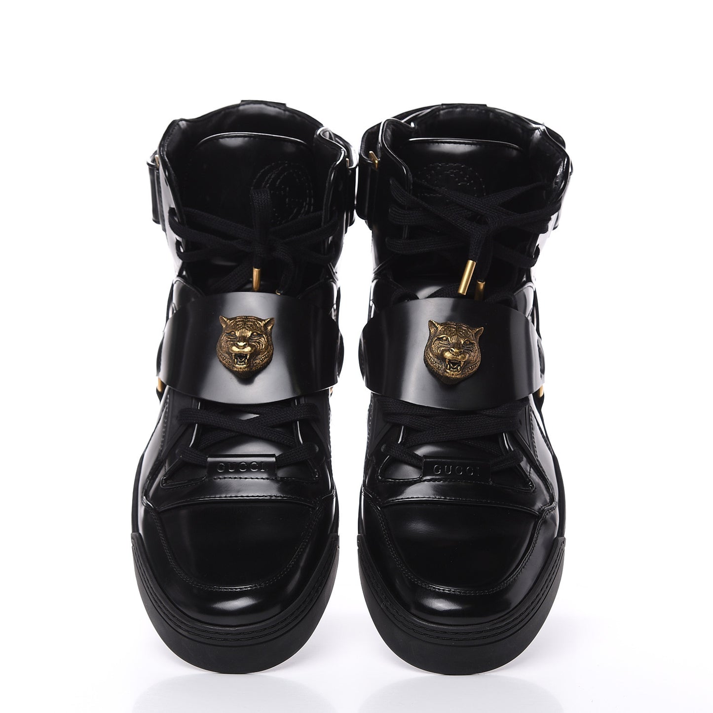 Calfskin Mens High Top Tiger Sneakers 10 Black