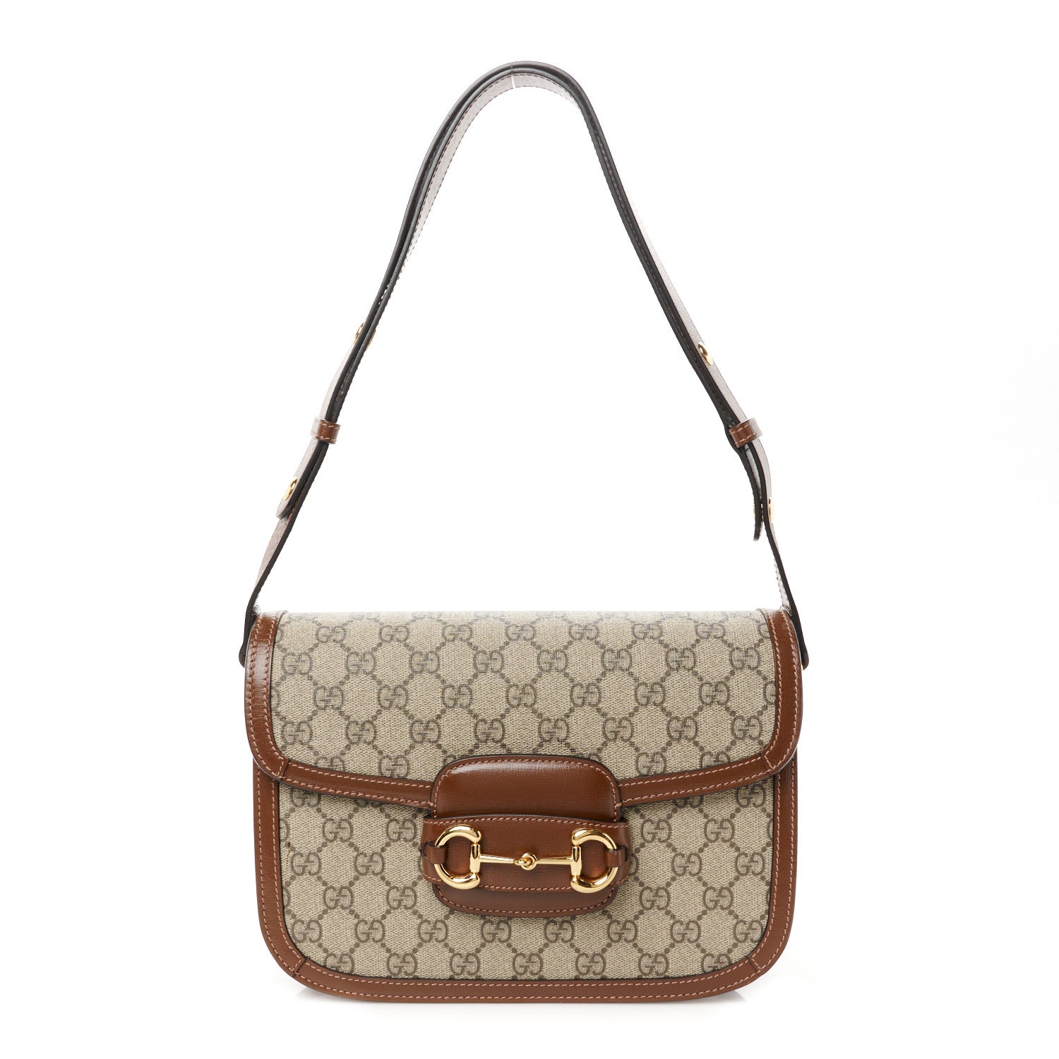 Gucci GG Supreme Monogram Horsebit 1955 Shoulder Bag Beige Brown Sugar 1 of 12