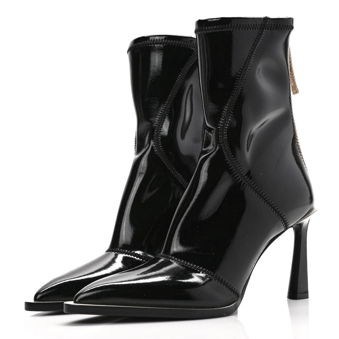 Glossy Neoprene FFrame Ankle Boots 38 Black