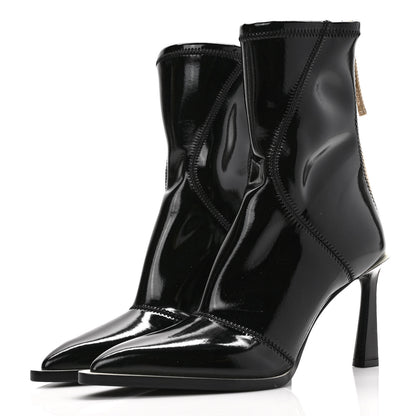 Fendi Glossy Neoprene FFrame Ankle Boots 38 Black 3 of 8