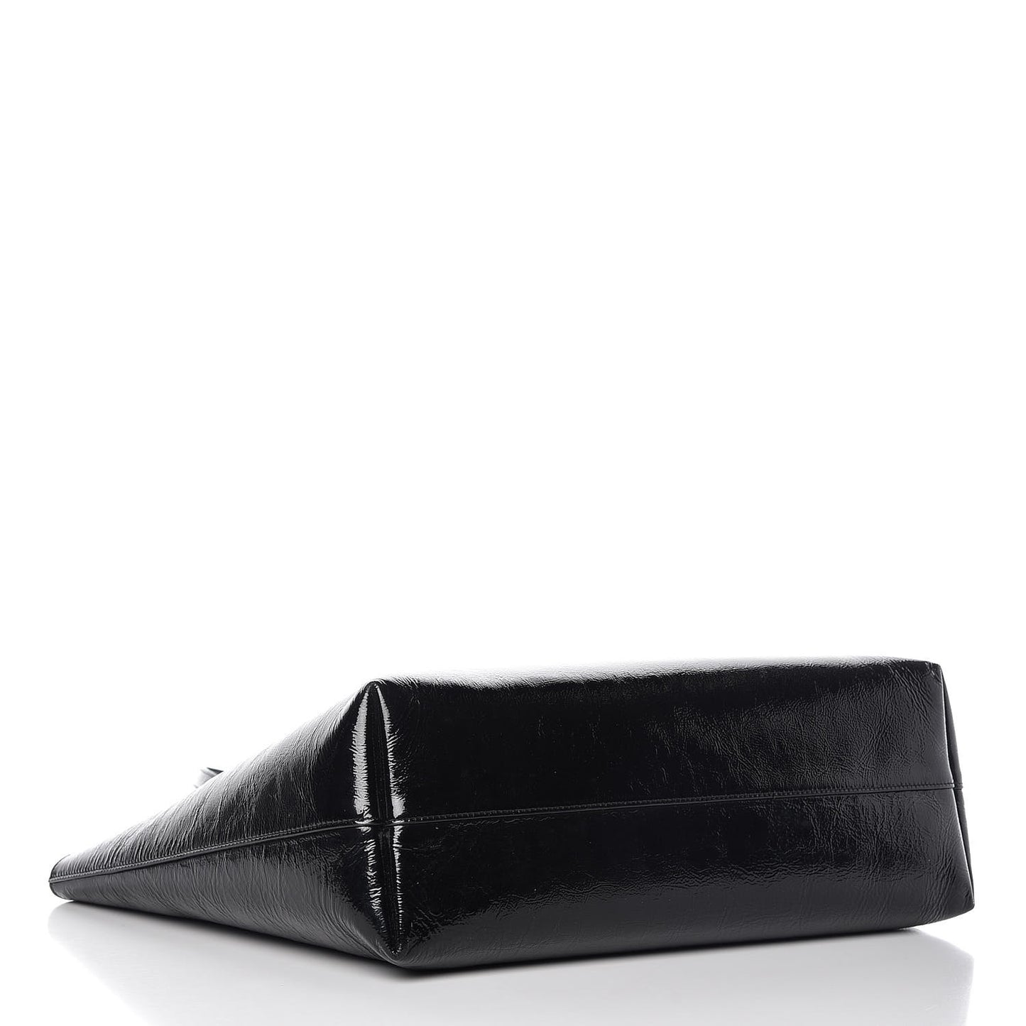 Patent Calfskin Large Shopping Tote Black