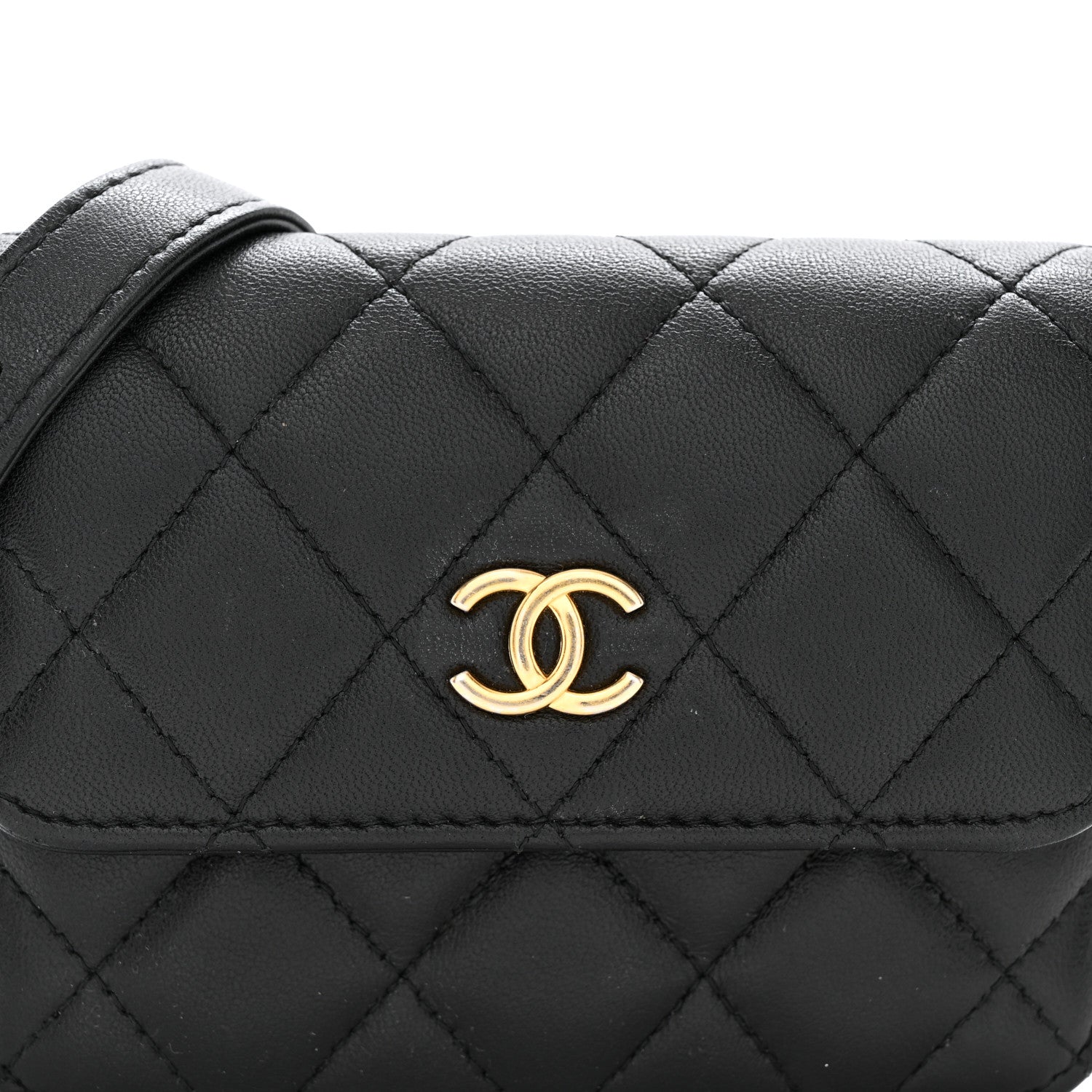 Chanel Lambskin Quilted CC Enamel Mini Belt Bag Black 9 of 12