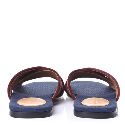 Gucci Canvas GG Monogram Womens Criss Cross Slide Sandals 38 Sahara Rubino Chardonnay 6 of 10